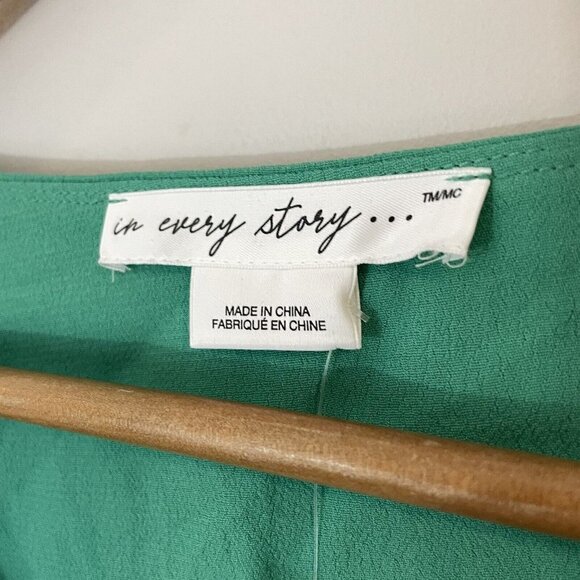 Flutter Sleeve Top Sz X Kelly Green Blouse Shirt Lightweight NWT In Every Story - Picture 9 of 11